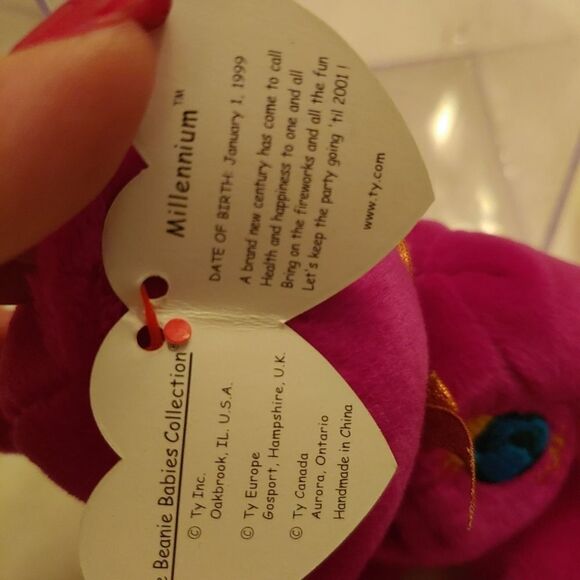Ty Beanie Baby 9" MILLENIUM Purple Bear DOB: January 1, 1999 - Picture 3 of 8